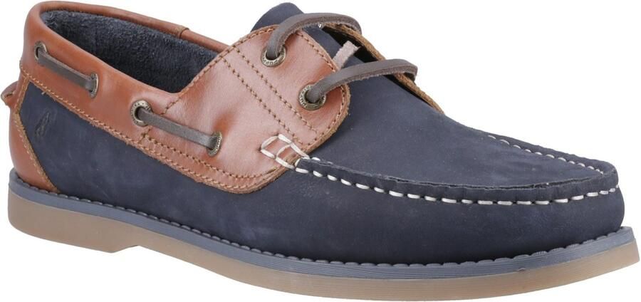 Hush Puppies Wilson Leren Mannen Marineblauwe Tan Boten schoenen