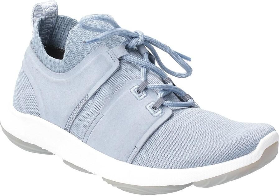 Hush Puppies Womens World BounceMax Lace Up Trainer (Stofblauw)