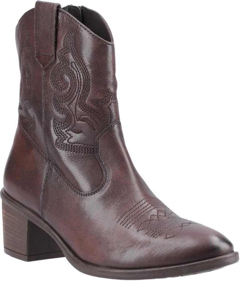 Hush Puppies Wynn Leren Dames Chocolade Bruine Enkellaarsjes Met Hak