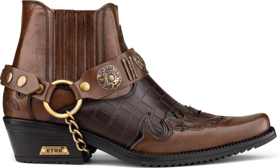 Infinity Leather Bruin lederen tweekleurige Winklepicker bikerlaarzen voor heren