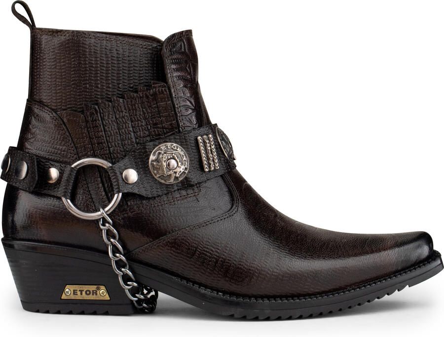 Infinity Leather Bruin lederen Winklepicker westerse gotische laarzen voor heren