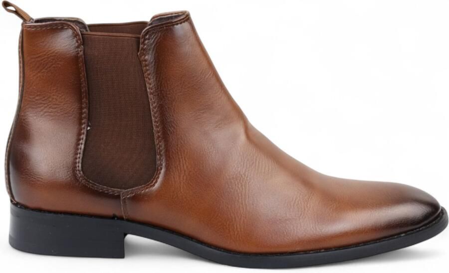 Infinity Leather Bruine Chelsea Slip-On Kantoor Enkellaarsjes voor Heren