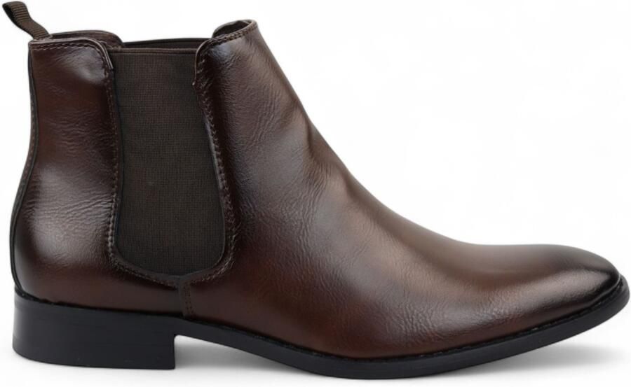 Infinity Leather Bruine Chelsea Slip-On Office enkellaarsjes voor heren