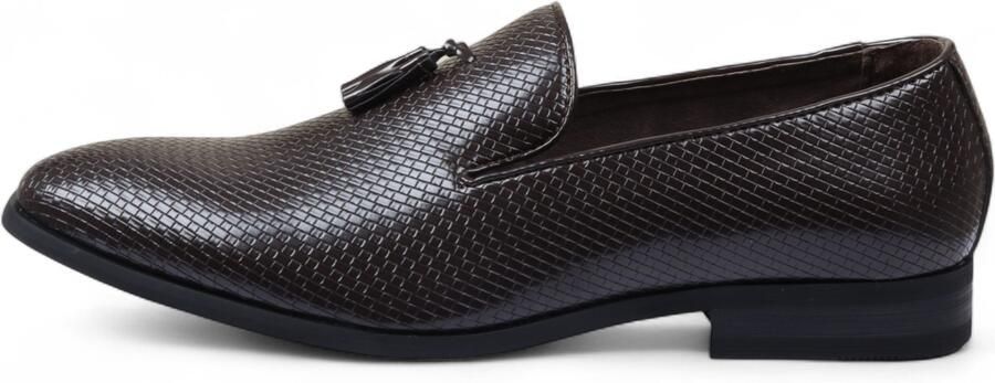 Infinity Leather Bruine formele loafers met kwastjes voor heren instappers van leer