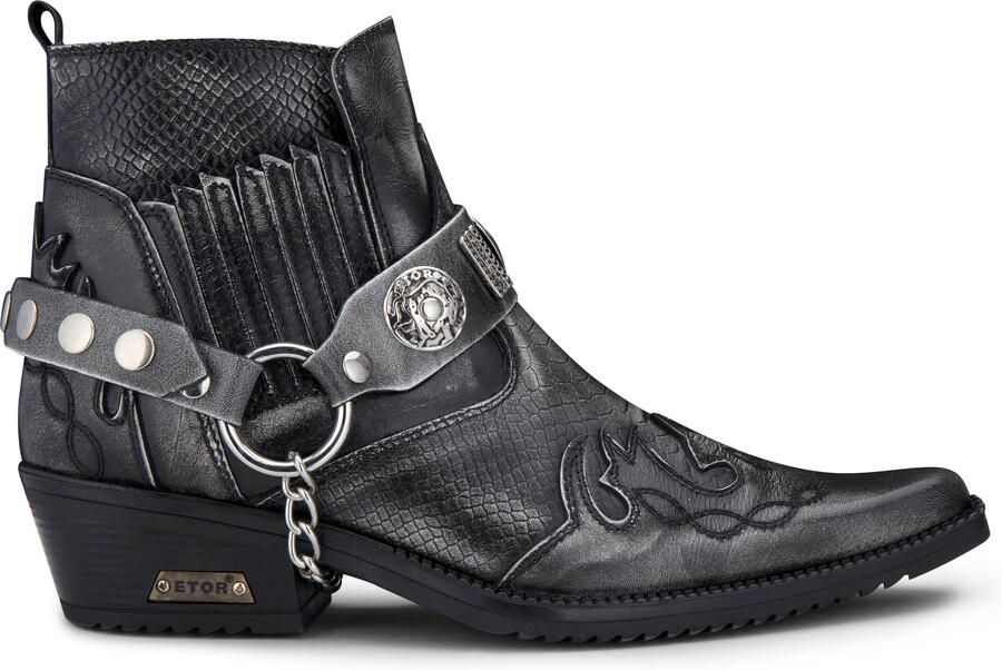 Infinity Leather Grijze slangenhuid Winklepicker cowboy lederen enkellaarzen voor heren