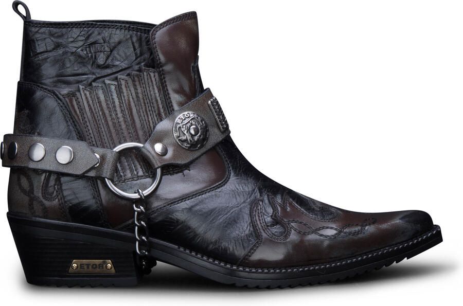 Infinity Leather Heren bruine slangenhuid Winklepicker cowboy lederen enkellaarzen
