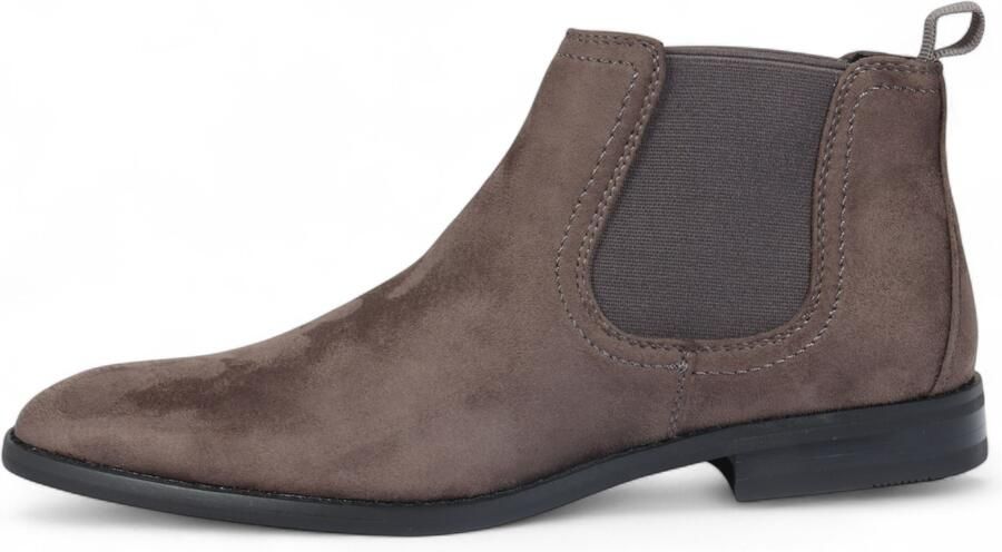 Infinity Leather Heren Chelsea-laarzen van grijs suède met echt leren voering en instappers