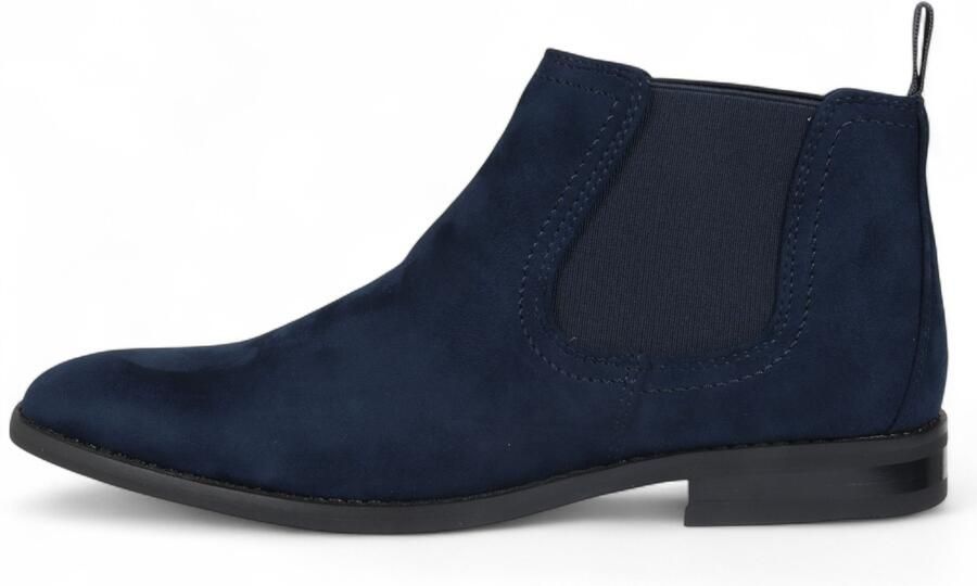 Infinity Leather Heren Chelsea-laarzen van suède in marineblauw met voering van echt leer en instappers