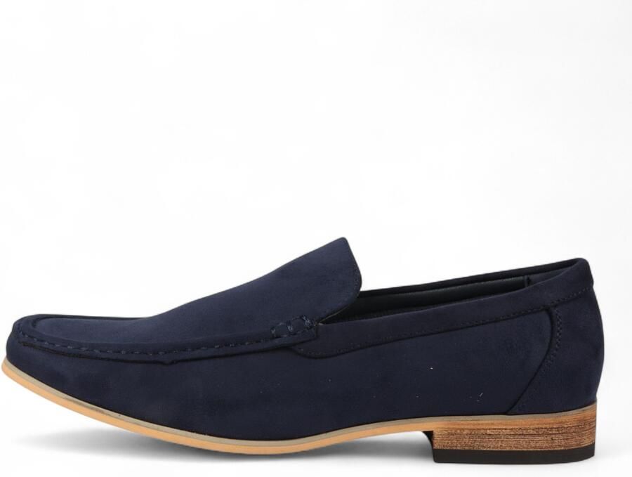 Infinity Leather Heren marineblauwe suède loafers lichtgewicht instappers en casual schoenen