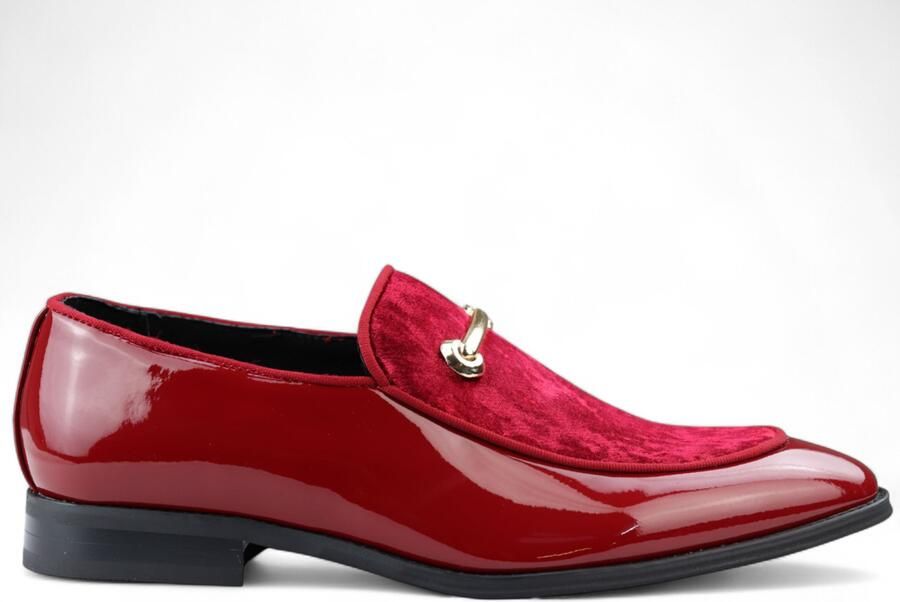 Infinity Leather Heren nette rode loafers met leren voering en fluwelen instappers