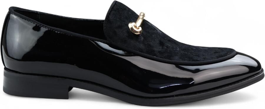 Infinity Leather Heren nette zwarte loafers met leren voering en fluwelen instappers