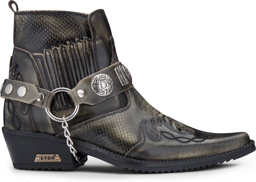 Infinity Leather Heren olijfkleurige slangenleer Winklepicker cowboy lederen enkellaarzen