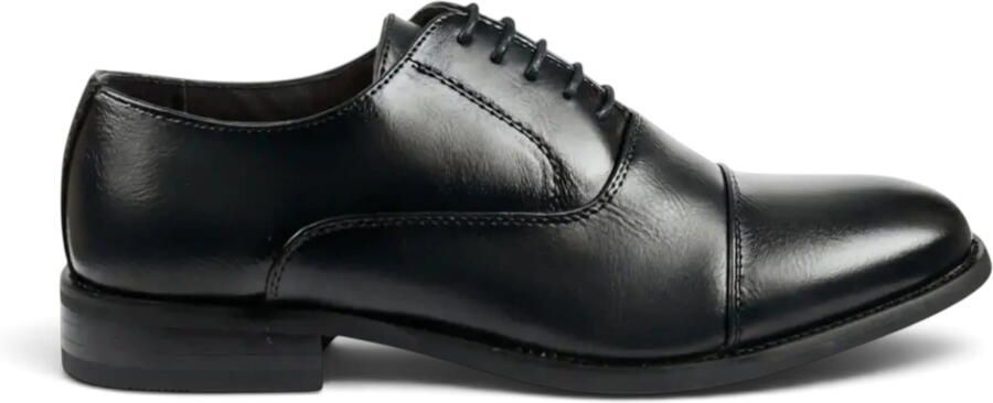 Infinity Leather Heren Zwarte Cap-Toe Oxford Veterschoenen N103212