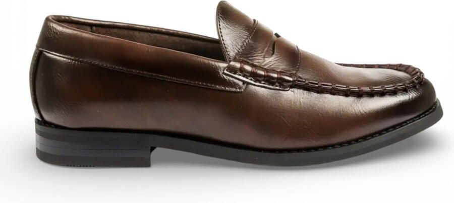 Infinity Leather Herenschoenen van bruin PU-leer formele penny loafers casual schoenen
