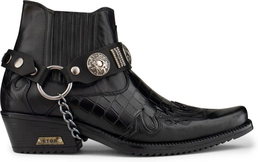 Infinity Leather Zwart lederen westerse Winklepicker gotische laarzen voor heren