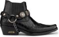 Infinity Leather Zwart lederen westerse Winklepicker gotische laarzen voor heren - Zwart