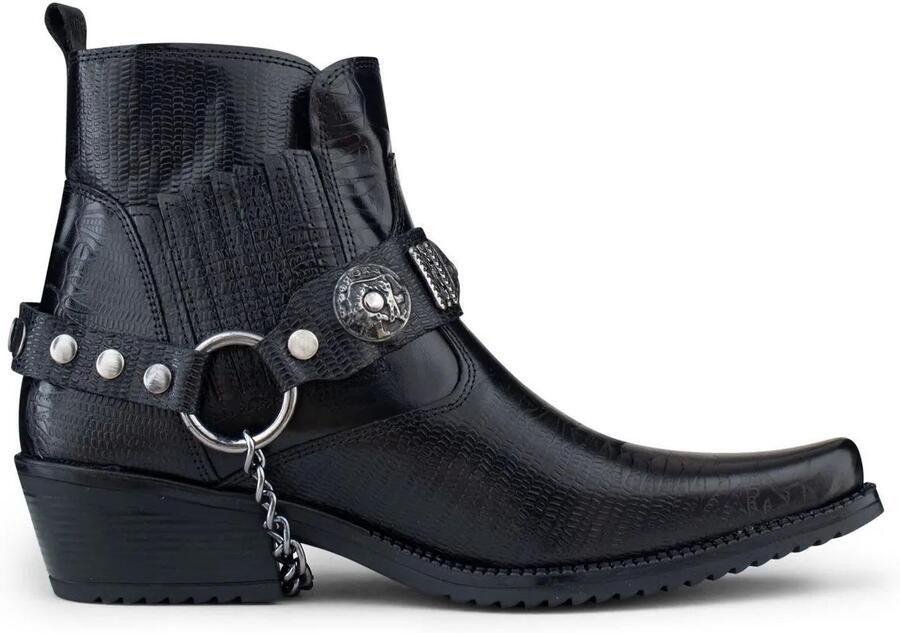 Infinity Leather Zwart lederen Winklepicker westerse gotische laarzen voor heren
