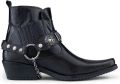 Infinity Leather Zwart lederen Winklepicker westerse gotische laarzen voor heren - Zwart