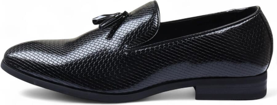 Infinity Leather Zwarte formele loafers met kwastjes voor heren instappers van leer