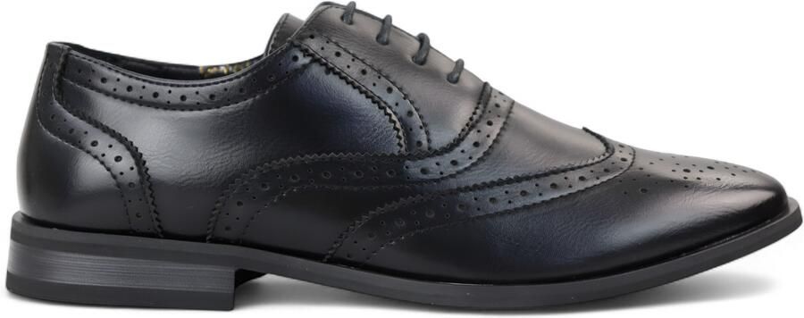 Infinity Leather Zwarte klassieke Brogue Derby Oxford-schoenen voor heren