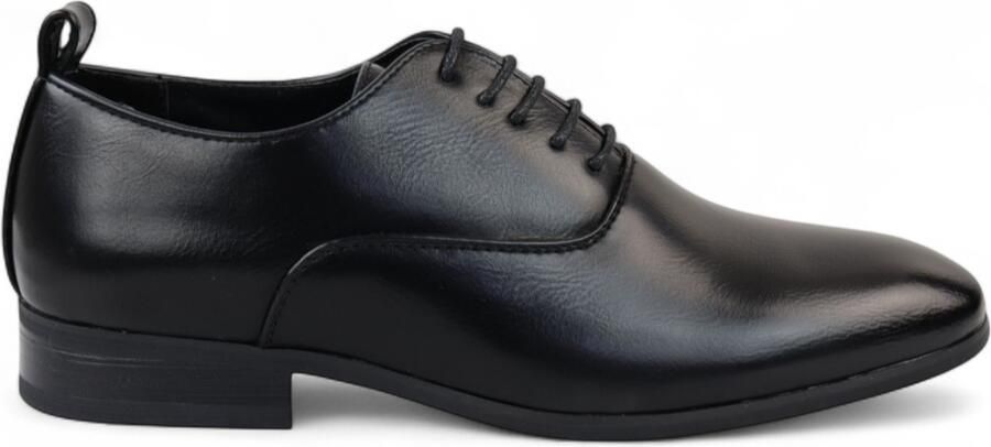 Infinity Leather Zwarte klassieke Oxford Derby-schoenen met vetersluiting voor heren