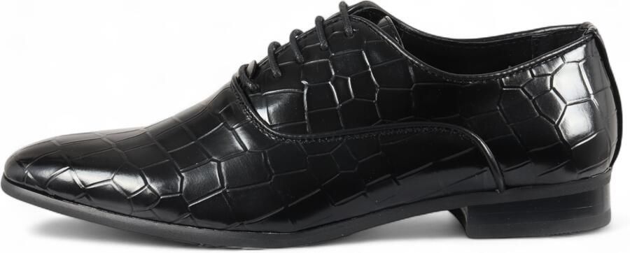 Infinity Leather Zwarte klassieke Oxford Derby-veterschoenen voor heren