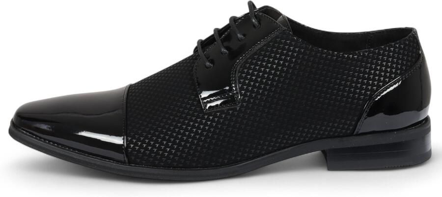Infinity Leather Zwarte leren Oxford formele Derby-schoenen voor heren