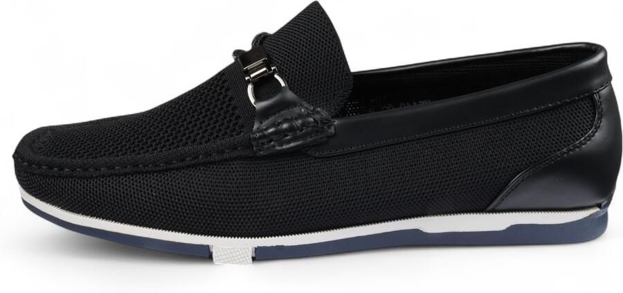 Infinity Leather Zwarte lichtgewicht mesh instappers voor heren ademend