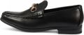 Infinity Leather Zwarte loafers voor heren met gouden gesp en handige instappers - Zwart