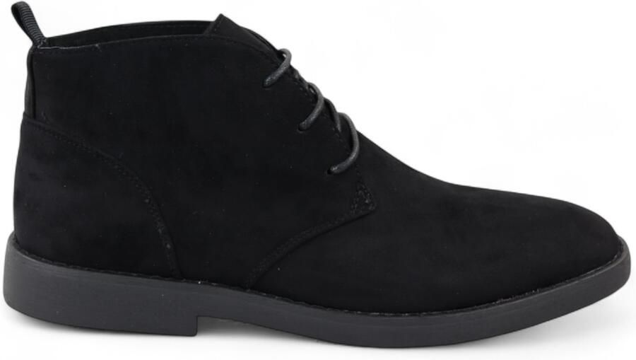 Infinity Leather Zwarte premium suède chukka-laarzen voor heren in woestijnstijl