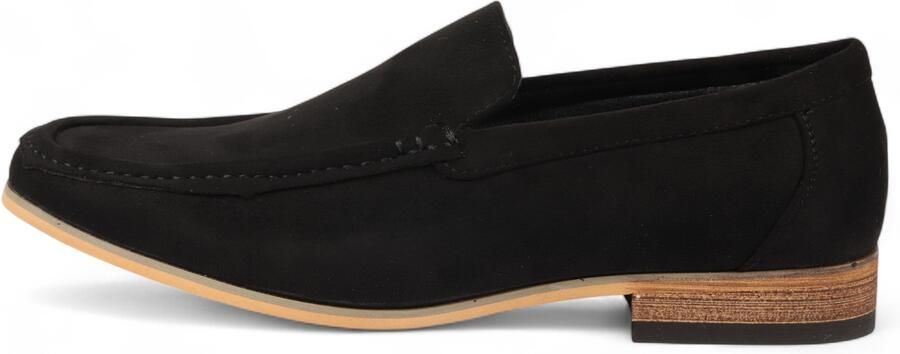 Infinity Leather Zwarte suède loafers voor heren lichtgewicht instappers en casual schoenen