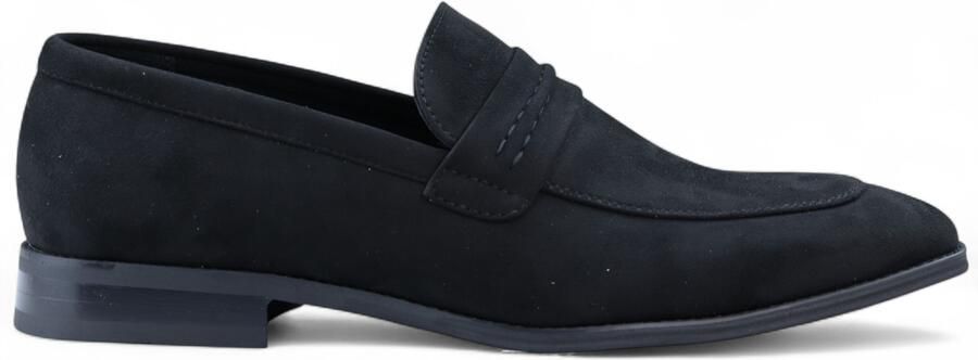 Infinity Leather Zwarte suède mocassin loafers voor heren slimme instappers