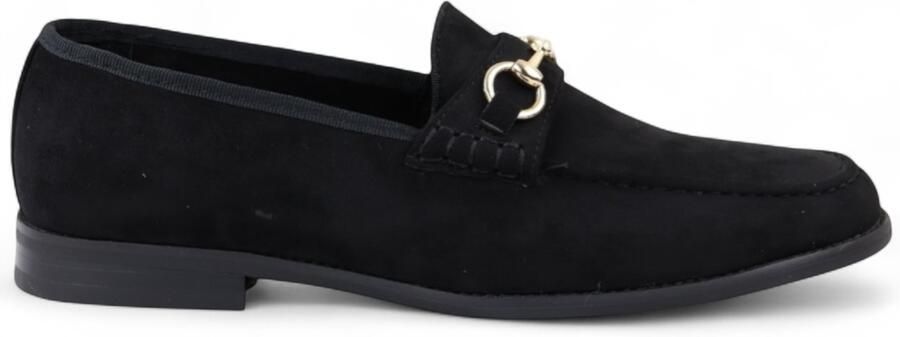 Infinity Leather Zwarte suède mocassins met leren voering voor heren