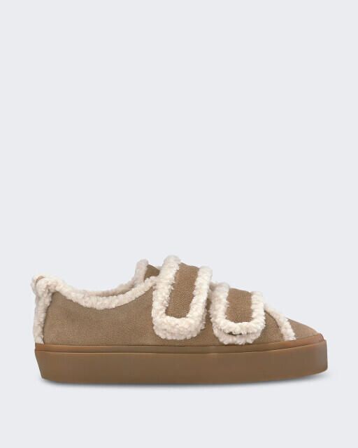 INUIKII Dames lage laars met shearling en klittenband