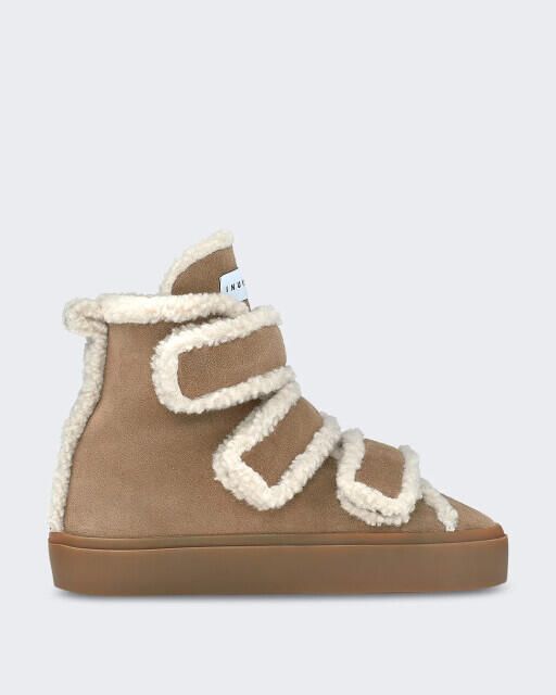 INUIKII Dames wedge laars met shearling en klittenband