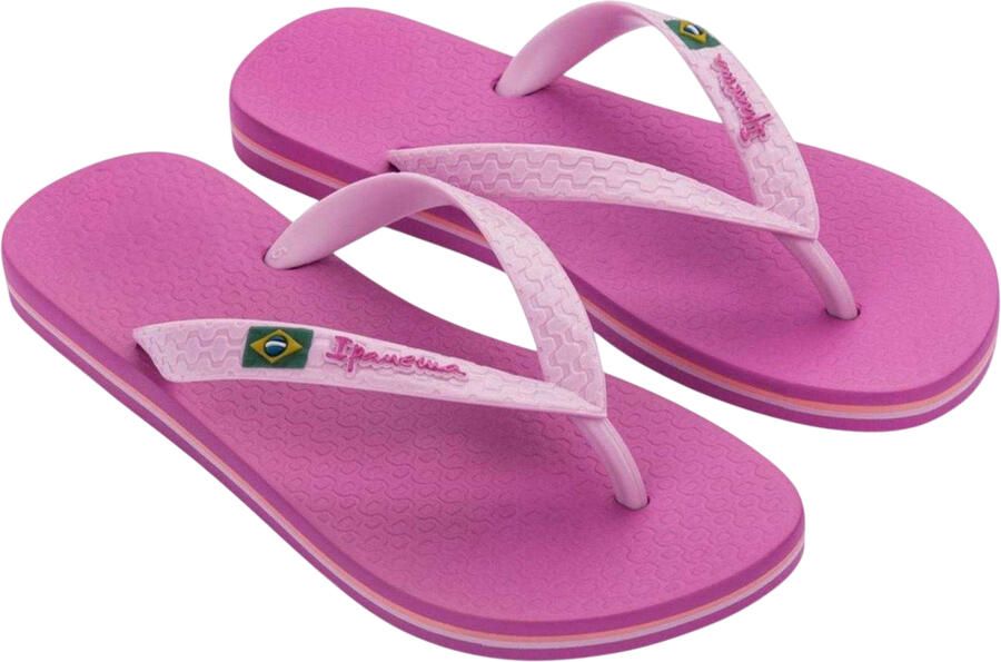 Ipanema Platte teenslippers voor dames met de Braziliaanse vlag (Lila)