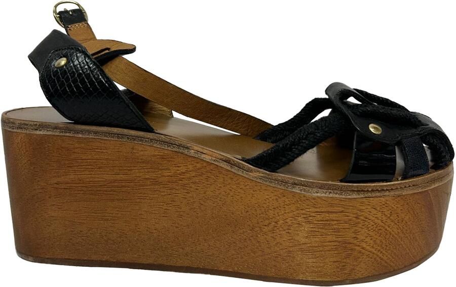 Isabel Marant Pre-owned Isabel Marant Étoile Zia Wedge Sandalen in Zwart Leer