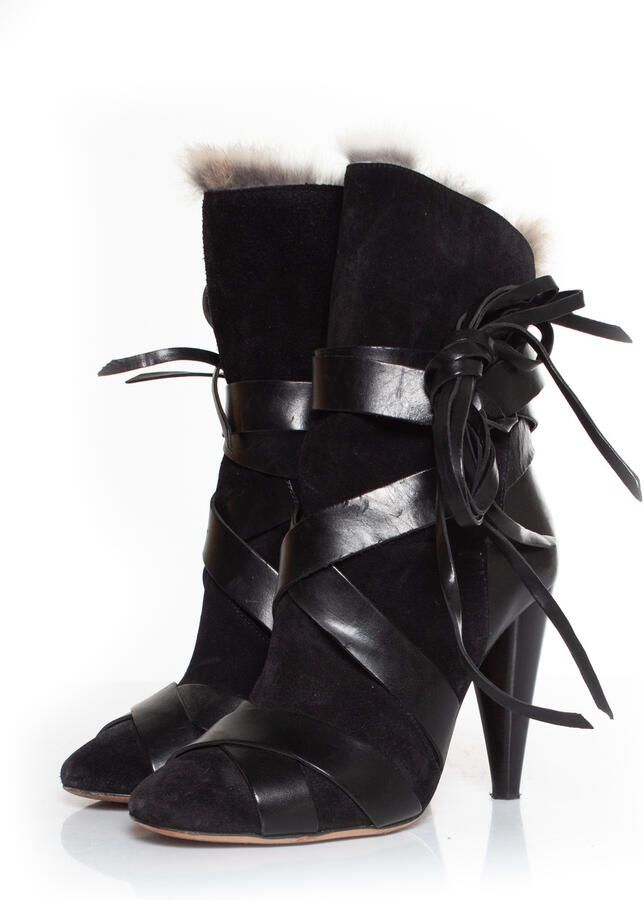 Isabel Marant Pre-owned Isabel Marant Neta enkellaarsjes van konijnenbont