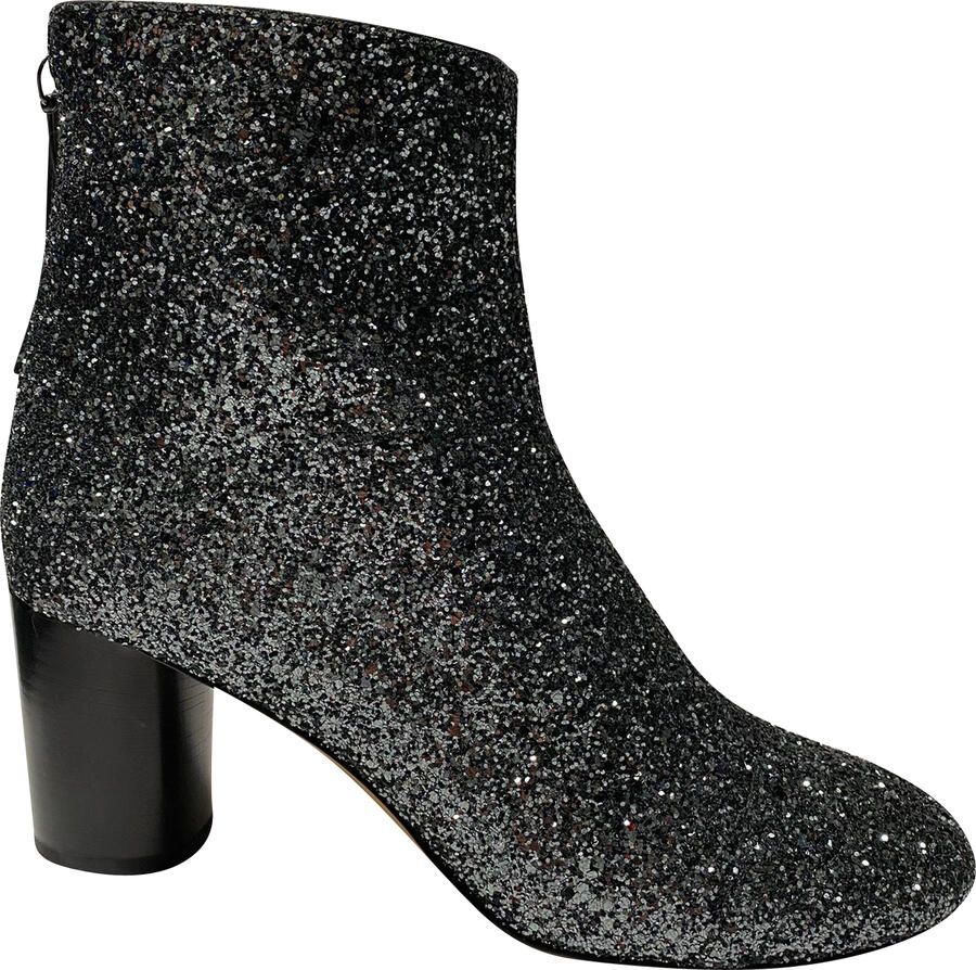 Isabel Marant Pre-owned Isabel Marant Ritza enkellaarsjes met glittercoating in glitterzilver