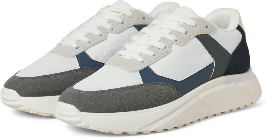 Jack & jones Aspire Runner Polyurethaan Heren Witte Castlerock Navy Blazer Sneakers
