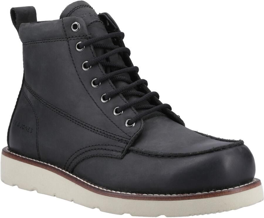 Jack & jones Toronto Leren Heren Zwarte Enkellaarsjes
