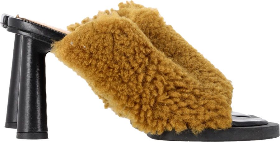 Jacquemus Pre-owned Jacquemus Les Mules Carrés Ronds Shearling Sandalen in bruin lamsbont