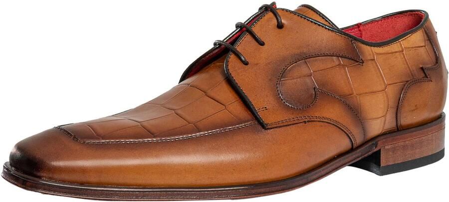 Jeffery West Croco L Leren Derby Schoenen Bruin
