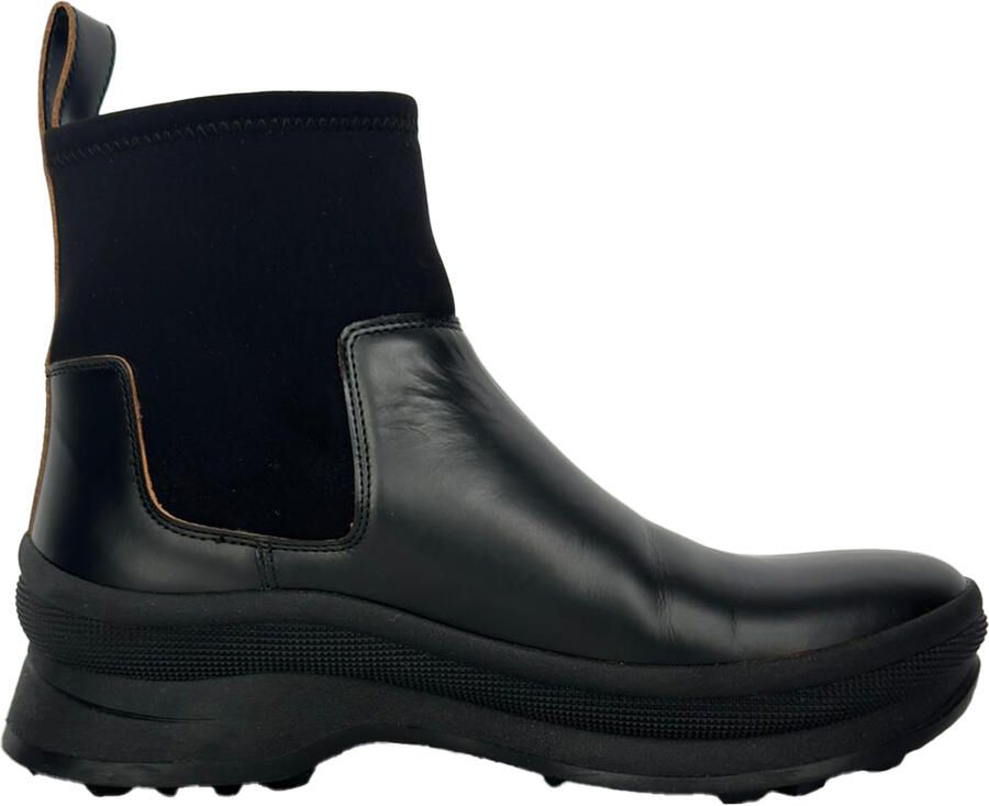 Jil Sander Pre-owned Jil Sander Chelsea Enkellaarsjes in Zwart Leer