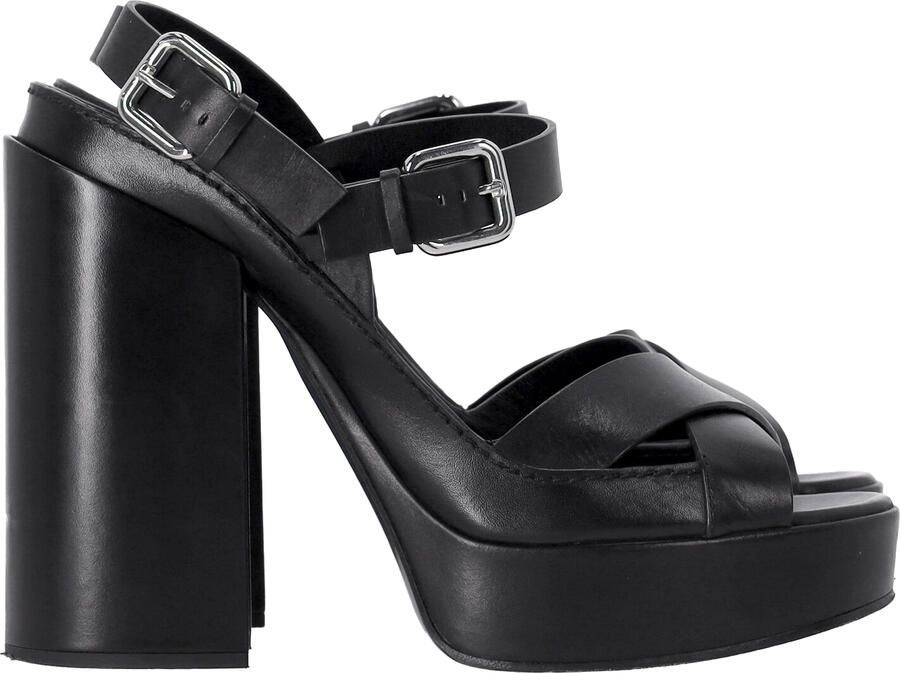 Jil Sander Pre-owned Jil Sander Enkellaarsjes met Bandje en Plateauzool in Zwart Leer