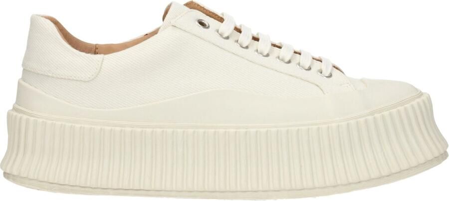 Jil Sander Witte Stoffen Platform Sneakers
