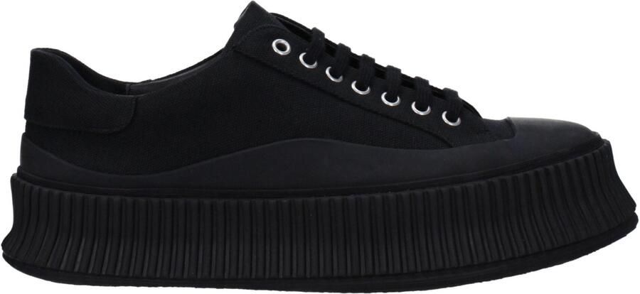 Jil Sander Zwarte Stoffen Platform Sneakers