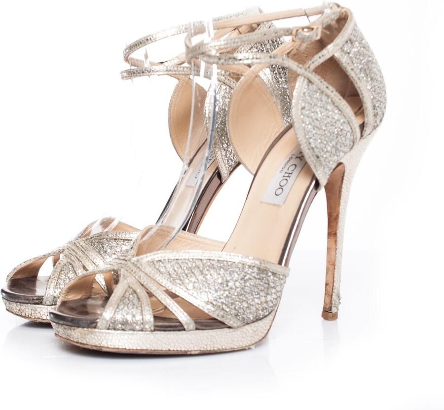 Jimmy Choo Pre-owned Jimmy Choo Glitter stoffen plateau sandalen.