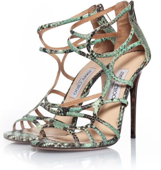 Jimmy Choo Pre-owned Jimmy Choo Groene python gladiator sandalen