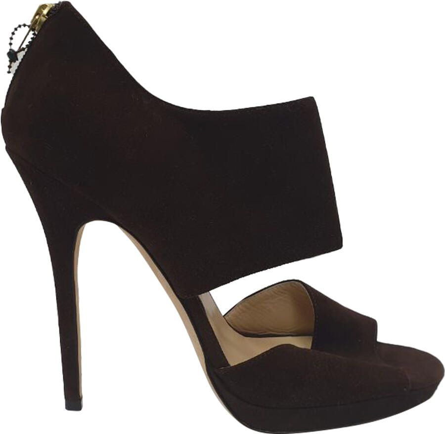 Jimmy Choo Pre-owned Jimmy Choo Lagoon Open Toe Sandalen in Bruin Suède
